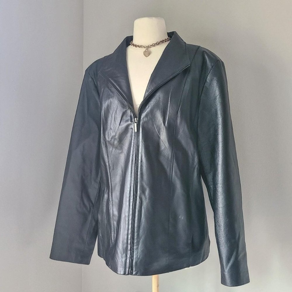 Vintage 1990's Minimalist Black Leather Jacket